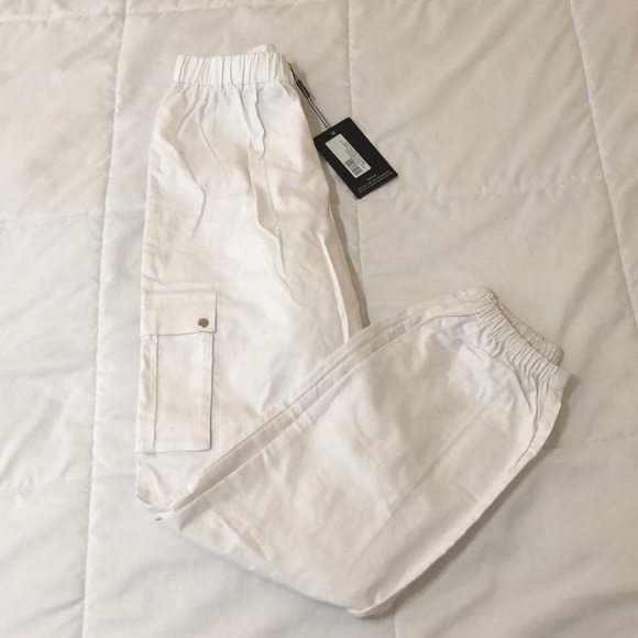 pretty little thing white cargo pants